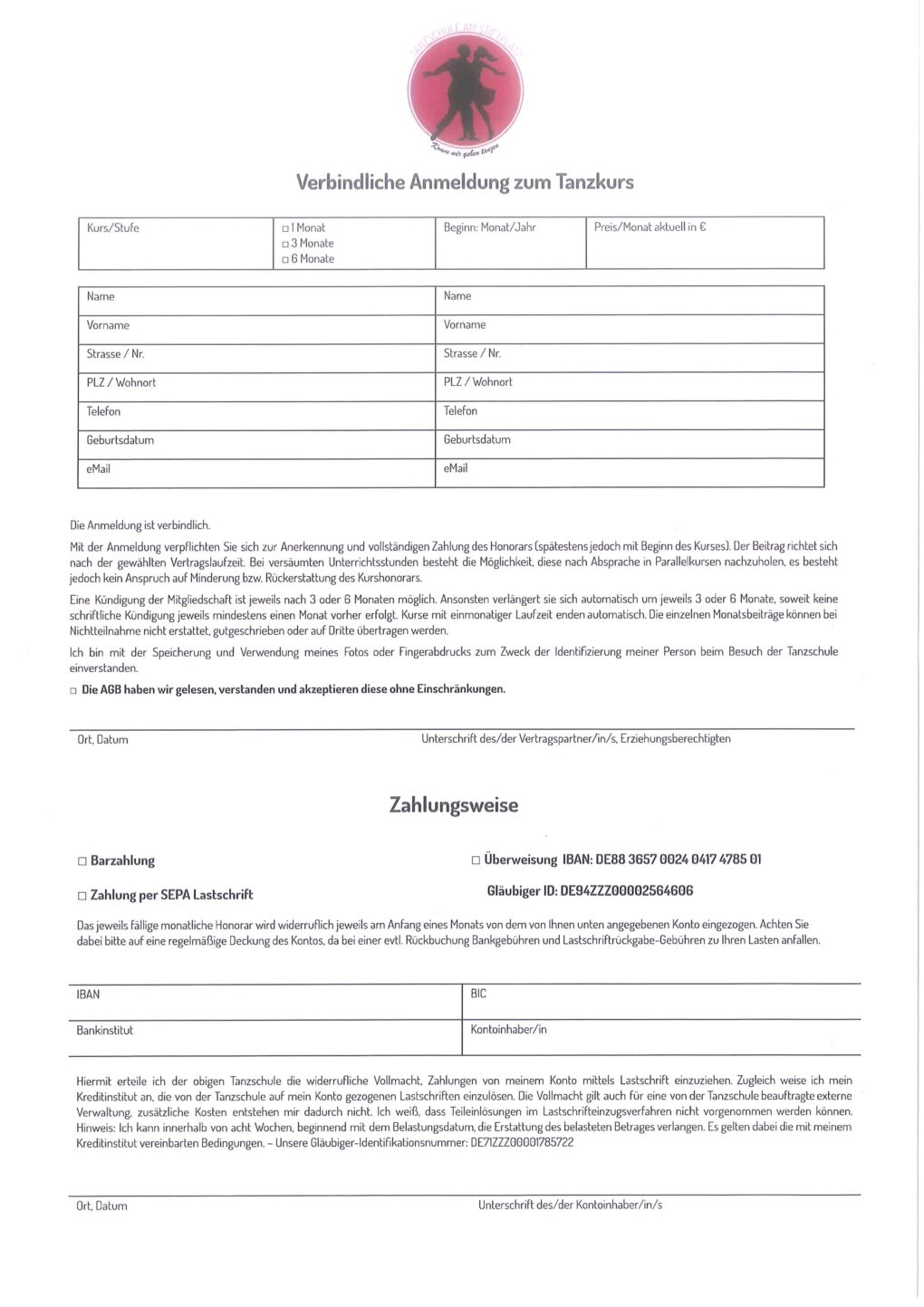 Die Mitgliedschaft bei der Tanzschule am Stiftplatz